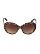 Dolce & Gabbana 57mm Leopard Print Round Sunglasses