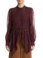 Chlo Flowy Button-front Blouse