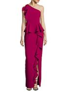 Theia Asymmetrical Ruffle Gown