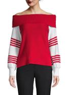 Design History Striped Off-the-shoulder Colorblock Sweater