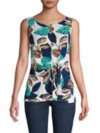 Dkny Leaf-print Sleeveless Front-tie Top