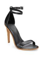 Tibi Amber Crackle-print Leather Ankle-strap Sandals