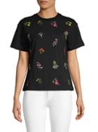 Lea & Viola Embroidered Floral Cotton Tee