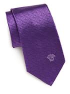 Versace Line-print Silk Tie