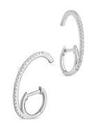 Sterling Forever Sterling Silver & Cubic Zirconia Suspender Hoop Earrings