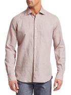 Saks Fifth Avenue Collection Long Sleeve Linen Check Boucle Shirt