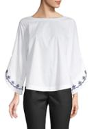 Laundry By Shelli Segal Floral Embroidered Boatneck Top