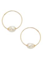 Saks Fifth Avenue 14k Yellow Gold & Baroque Freshwater Pearl Infinity Hoop Earrings