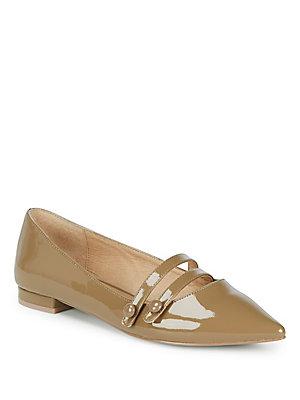 Saks Fifth Avenue Buttoned Strap Leather Flats