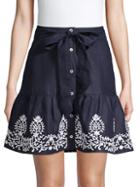 Saks Fifth Avenue Belted Button-front Linen Skirt