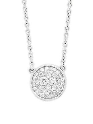 Plev Diamond & 18k White Gold Mini Disc Pendant Necklace