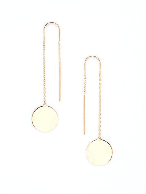 Saks Fifth Avenue 14k Yellow Gold Drop Disc Threader Earrings