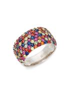 Effy Sterling Silver & Pav&eacute; Multicolored Sapphire Ring