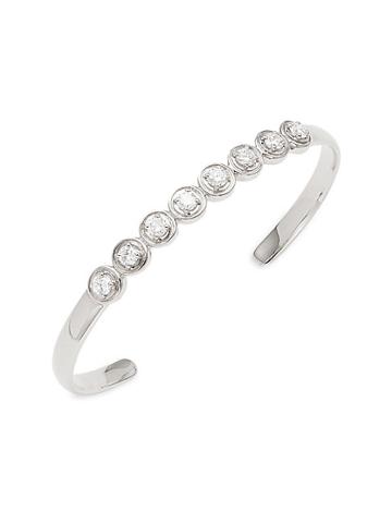 Sara Weinstock Round Bezel 18k White Gold & Diamond Cuff Bracelet