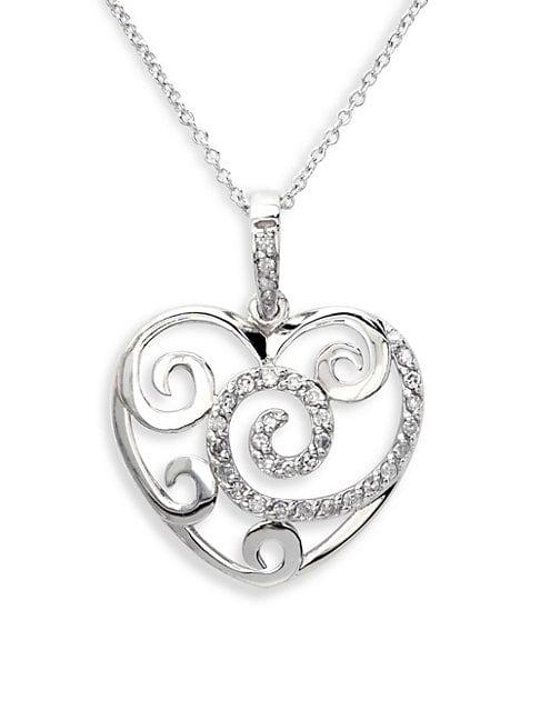 Effy 14k White Gold Diamond Heart Pendant Necklace