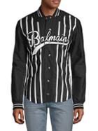 Balmain Striped Cotton Bomber Jacket