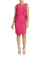Theia Lace Popover Shift Dress