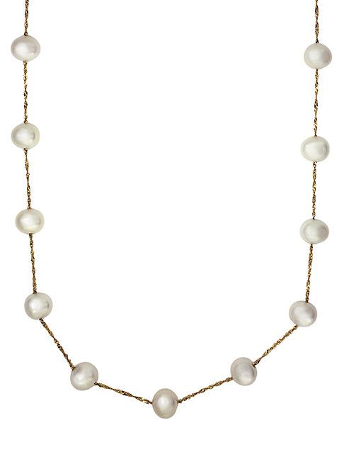 Effy 14k Yellow Gold & 6mm Oval Freshwater Pearl Necklace
