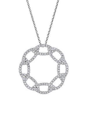 Nephora 14k White Gold And Interlocking Diamonds Circle Pendant Necklace