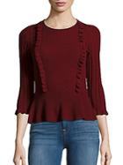 1.state Cable Front Peplum Sweater