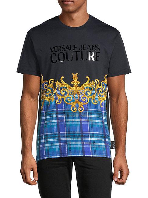 Versace Jeans Couture Plaid-front Cotton Tee