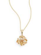 Effy Diamond & 14k Yellow Gold Flower Pendant Necklace