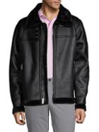 Members Only Faux Shearling-trimmed Faux Leather Jacket