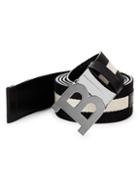 Bally B Buckle Reversible Canvas-leather Belt