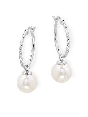 Majorica 10mm Pearl & Sterling Silver Hoop Earrings