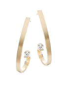 Ava & Aiden Goldtone & Cubic Zirconia Curled Bar Earrings