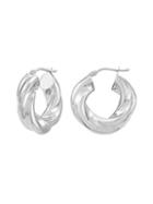 Saks Fifth Avenue Made In Italy 14k White Gold Twist Hoop Earrings