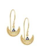 Amrapali Heritage 18k Yellow Gold Sapphire Crescent Drop Earrings