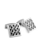 Zegna Sterling Silver & Enamel Graphic Square Cufflinks