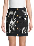 Balmain Marble-print Stretch Cotton Mini Skirt