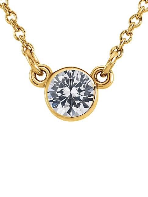 Luxeworks New York 14k Gold & White Sapphire Pendant Necklace