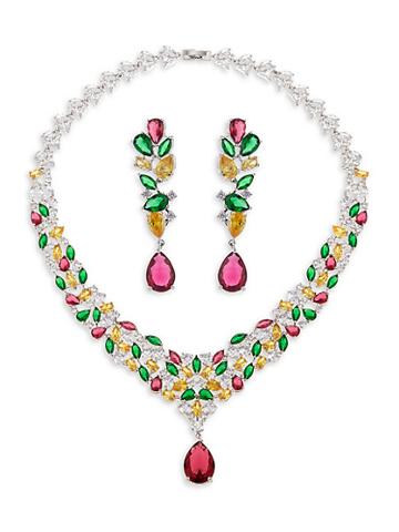 Eye Candy La The Luxe Kate Silvertone & Crystal Necklace & Earrings Set