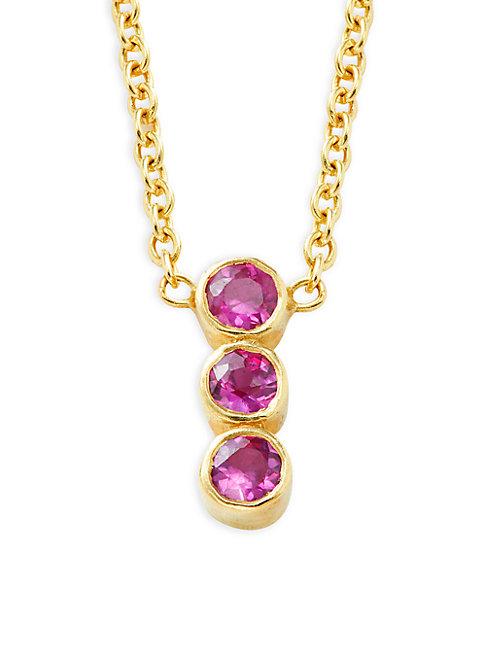 Amrapali 18k Yellow Gold & Pink Ruby Pendant Necklace