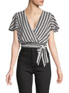 Renvy Striped Self-tie Cropped Top