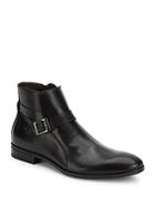 A. Testoni Nero Leather Ankle Boots