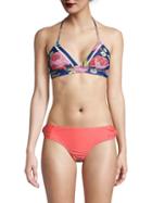 6 Shore Road Floral-print Halter Bikini Top