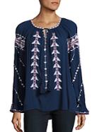 Parker Felicia Embroidered Tie Blouse