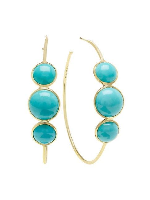 Ippolita 18k Rock Candy Gold & Turquoise Hoop Earrings