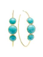 Ippolita 18k Rock Candy Gold & Turquoise Hoop Earrings