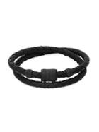 Miansai Black Rhodium-plated & Leather Braided Bracelet