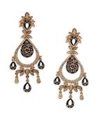 Effy 14kt. Yellow Gold Brown And White Diamond Drop Earrings