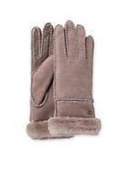 Ugg Exposed Slim Sheepskin-trimmed Leather Gloves
