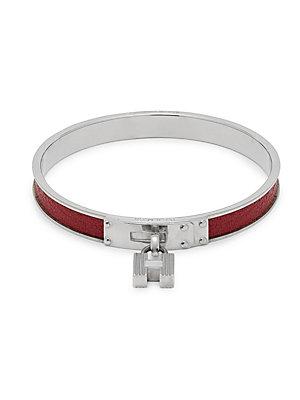 Herm S Vintage Red/silver Kelly Bangle Bracelet