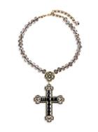 Heidi Daus Crystal & Rhinestone Cross Pendant Beaded Necklace