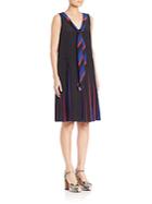 Marc Jacobs Pleated V-neck Dress With Tie