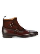 Magnanni Zamora Ii Suede & Leather Double Monk-strap Boots